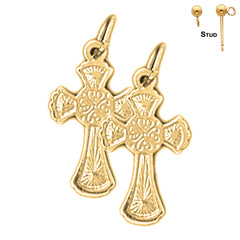 Sterling Silver 20mm Celtic Cross Earrings (White or Yellow Gold Plated)