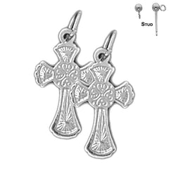 Sterling Silver 20mm Celtic Cross Earrings (White or Yellow Gold Plated)