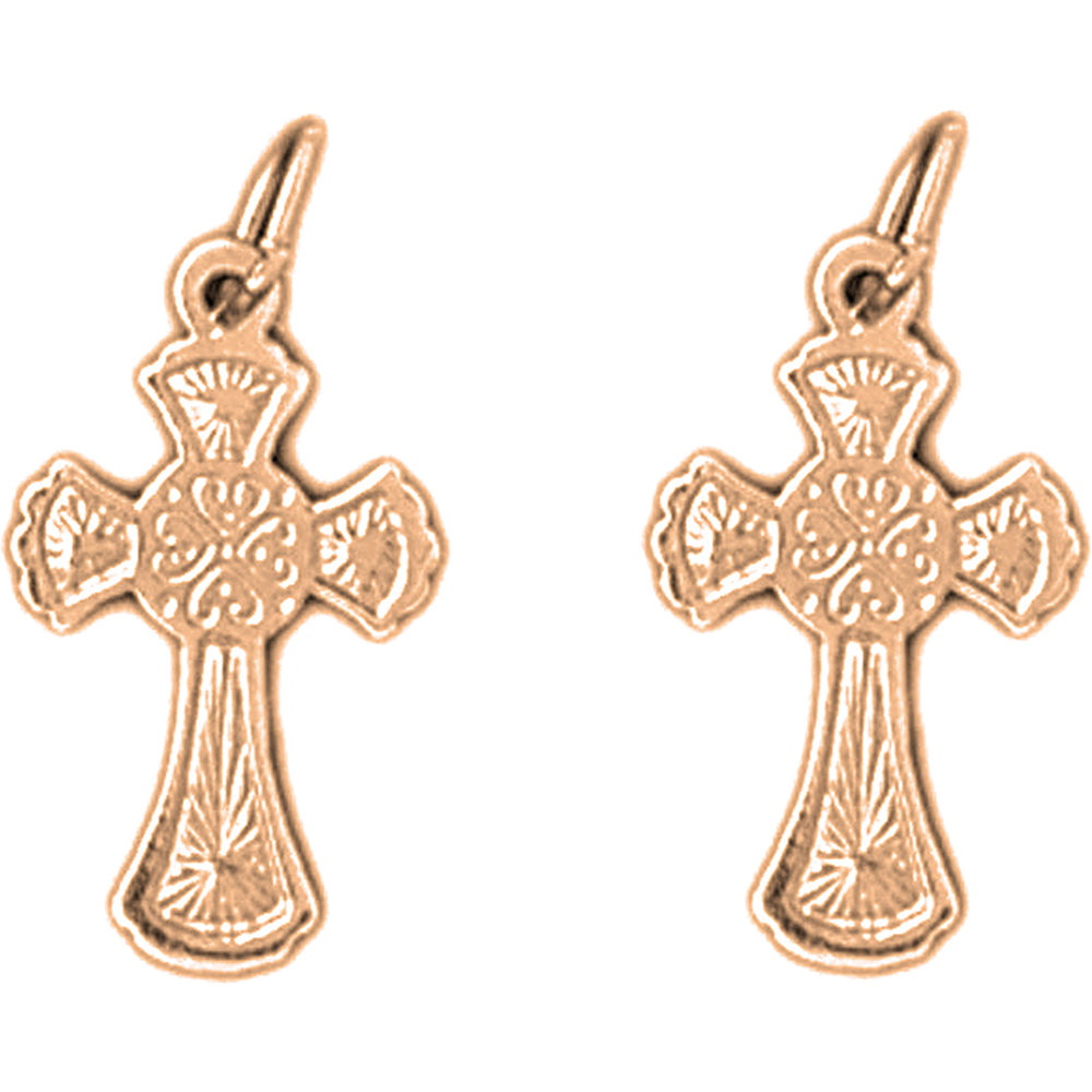 14K or 18K Gold 20mm Celtic Cross Earrings