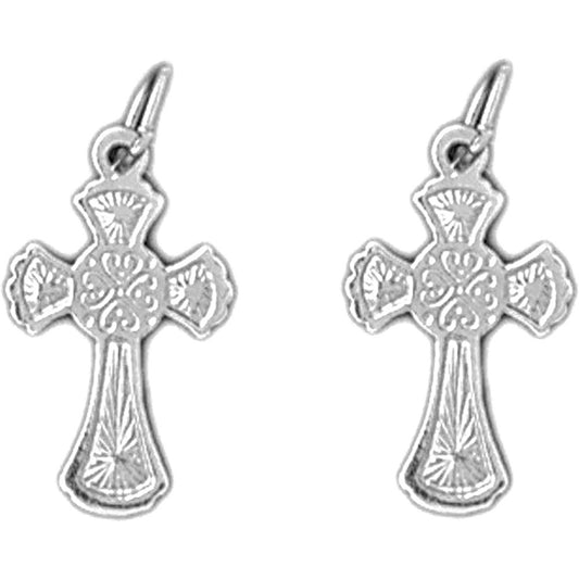 14K or 18K Gold 20mm Celtic Cross Earrings