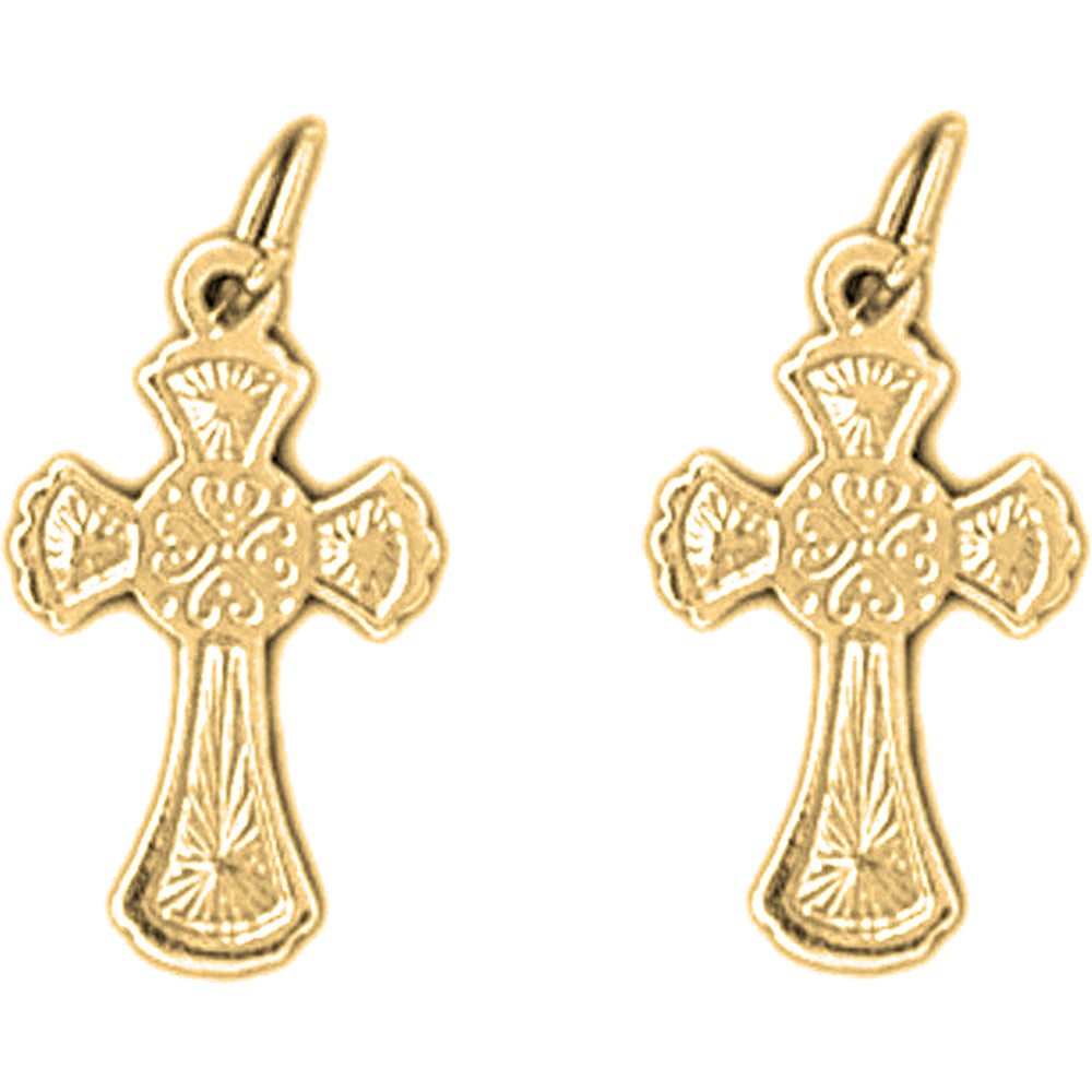 Yellow Gold-plated Silver 20mm Celtic Cross Earrings