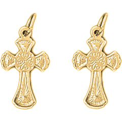 Yellow Gold-plated Silver 20mm Celtic Cross Earrings