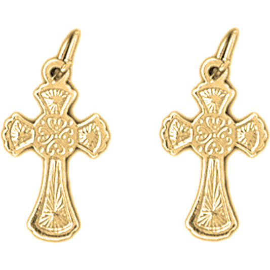 14K or 18K Gold 20mm Celtic Cross Earrings