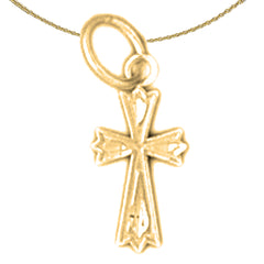 14K or 18K Gold Budded Cross Pendant