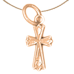 14K or 18K Gold Budded Cross Pendant