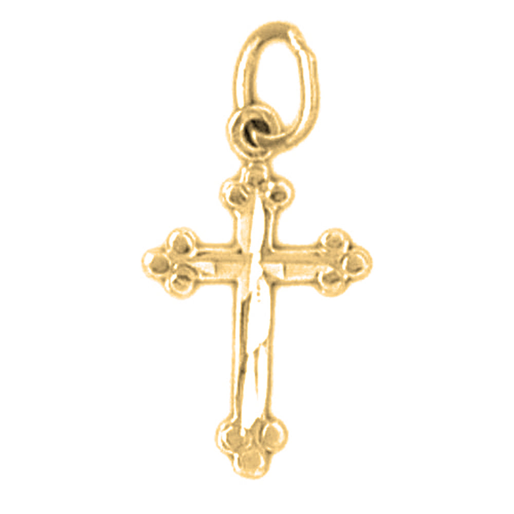 14K or 18K Gold Budded Cross Pendant