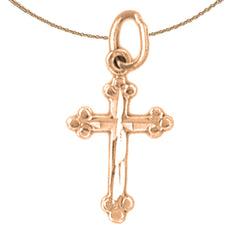 14K or 18K Gold Budded Cross Pendant