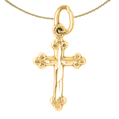 14K or 18K Gold Budded Cross Pendant