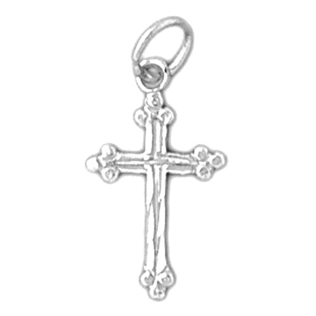 14K or 18K Gold Budded Cross Pendant