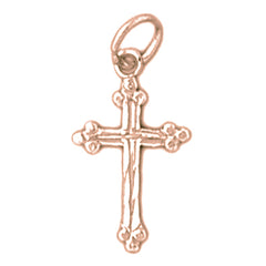 14K or 18K Gold Budded Cross Pendant