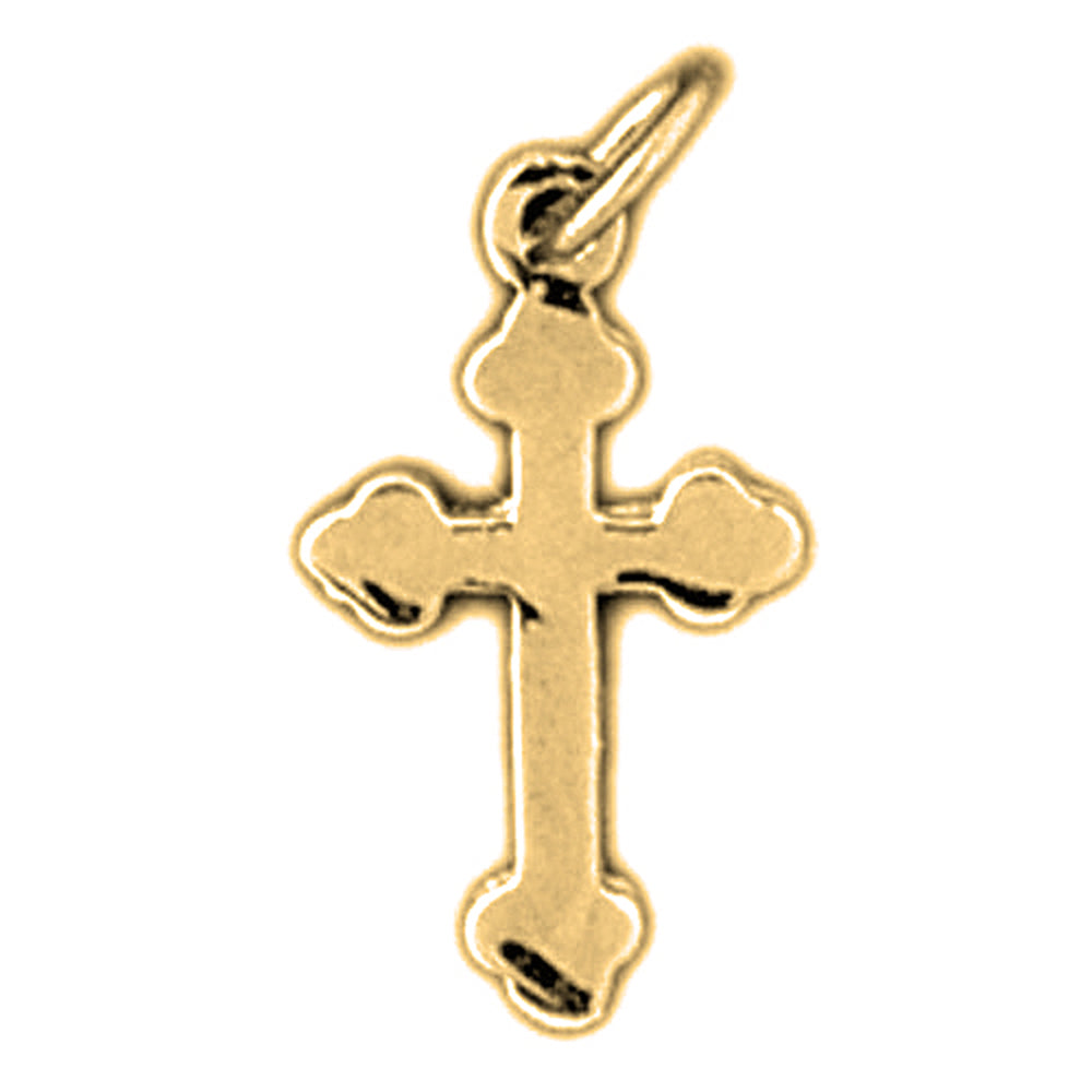 14K or 18K Gold Budded Cross Pendant