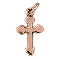 14K or 18K Gold Budded Cross Pendant