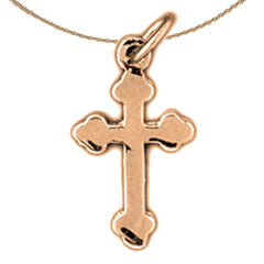 14K or 18K Gold Budded Cross Pendant