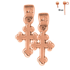 14K or 18K Gold Budded Cross Earrings