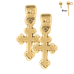 Pendientes de cruz con brotes de plata de ley de 17 mm (chapados en oro blanco o amarillo)