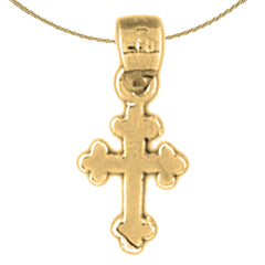 14K or 18K Gold Budded Cross Pendant