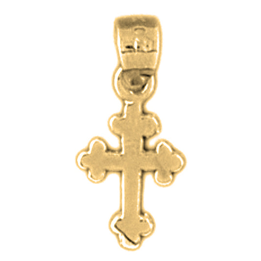 14K or 18K Gold Budded Cross Pendant