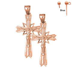 14K oder 18K Gold INRI Kruzifix Ohrringe