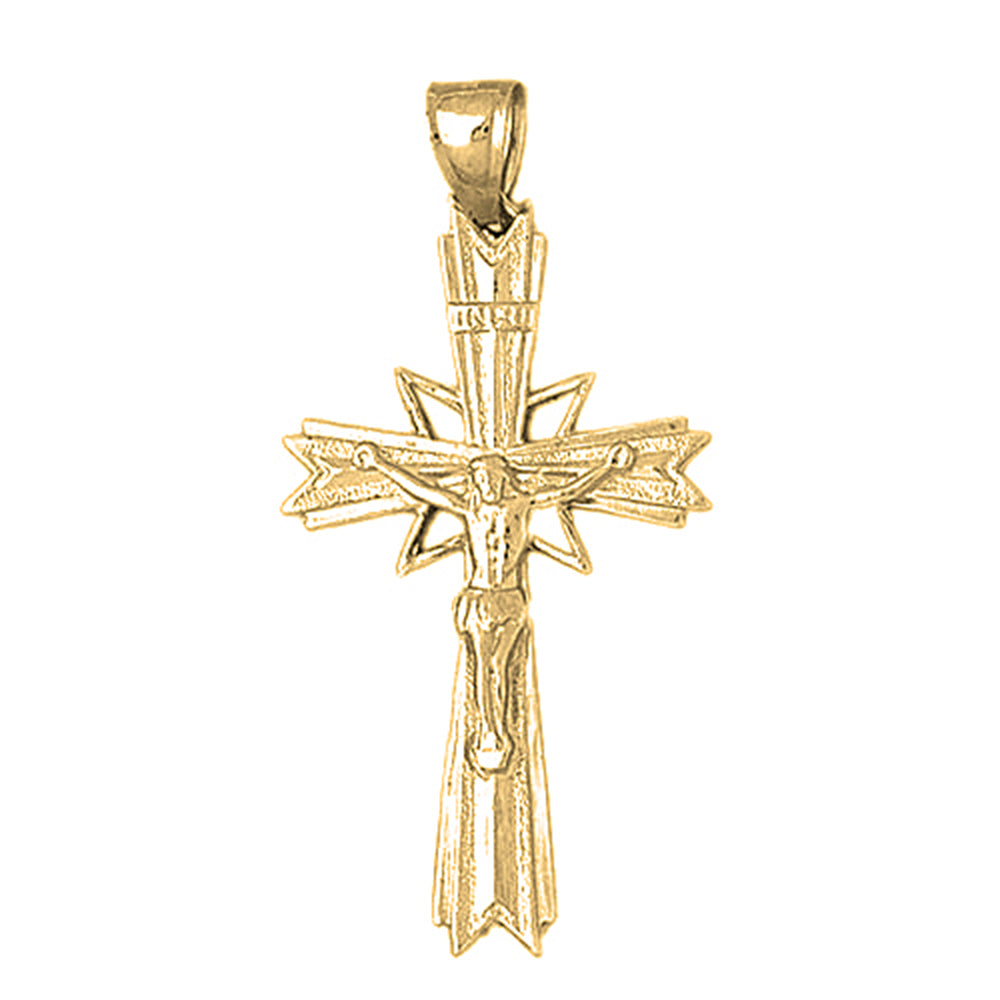 10K, 14K or 18K Gold INRI Crucifix Pendant