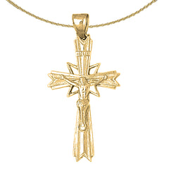 10K, 14K or 18K Gold INRI Crucifix Pendant