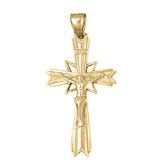 10K, 14K or 18K Gold INRI Crucifix Pendant