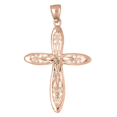 10K, 14K or 18K Gold Vine Crucifix Pendant