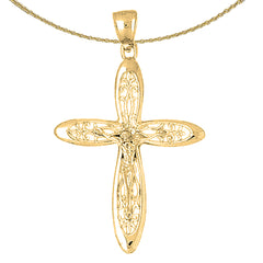 10K, 14K or 18K Gold Vine Crucifix Pendant