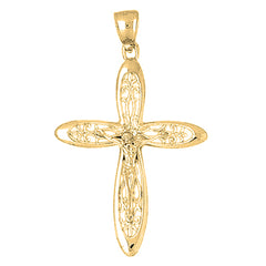 10K, 14K or 18K Gold Vine Crucifix Pendant