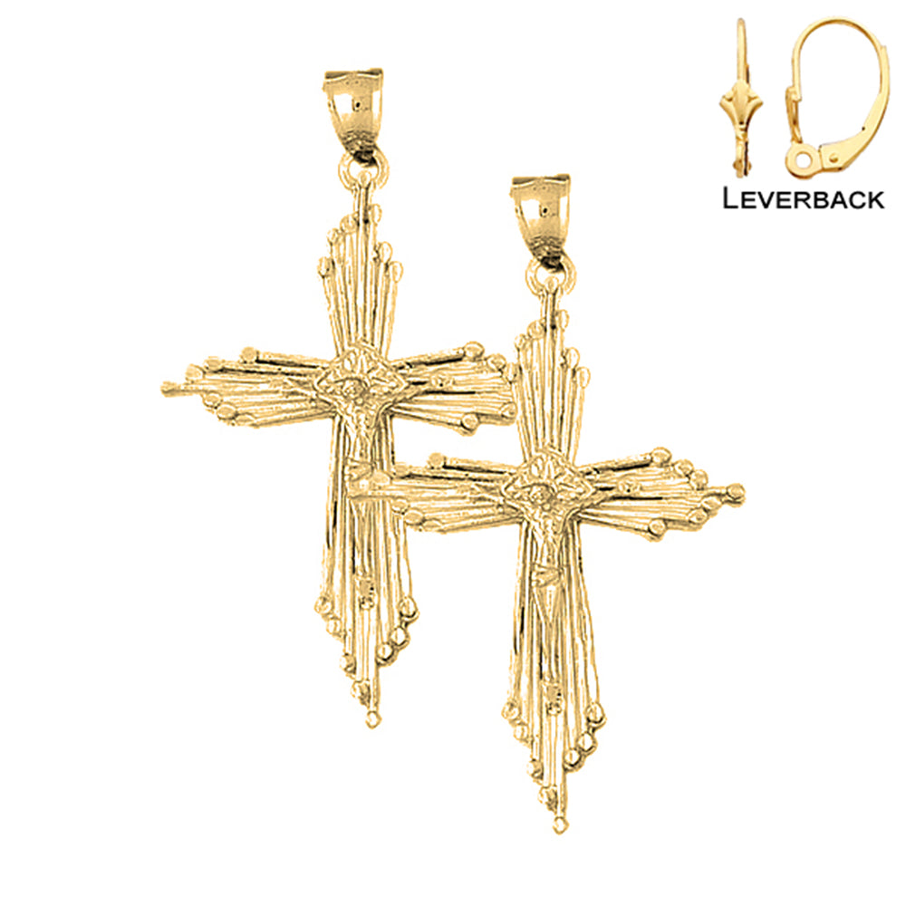 Pendientes Crucifijo de Oro de 14K o 18K