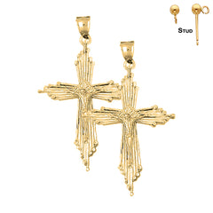 Pendientes Crucifijo de Oro de 14K o 18K