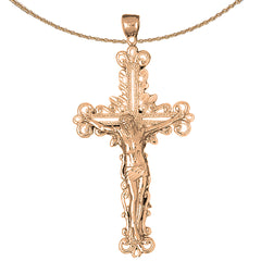 10K, 14K or 18K Gold Vine Crucifix Pendant