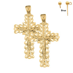 14K or 18K Gold Vine Crucifix Earrings