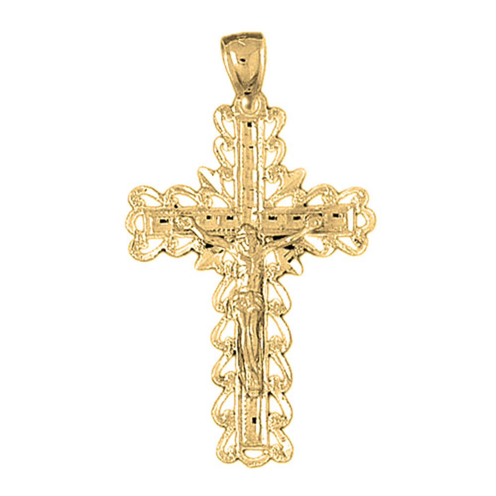 10K, 14K or 18K Gold Vine Crucifix Pendant