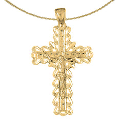 10K, 14K or 18K Gold Vine Crucifix Pendant