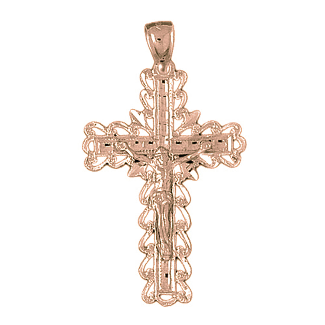 10K, 14K or 18K Gold Vine Crucifix Pendant