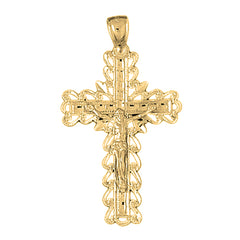 10K, 14K or 18K Gold Vine Crucifix Pendant