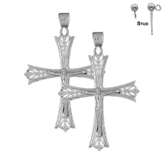 14K or 18K Gold Budded Crucifix Earrings