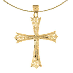 10K, 14K or 18K Gold Budded Crucifix Pendant