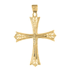 10K, 14K or 18K Gold Budded Crucifix Pendant