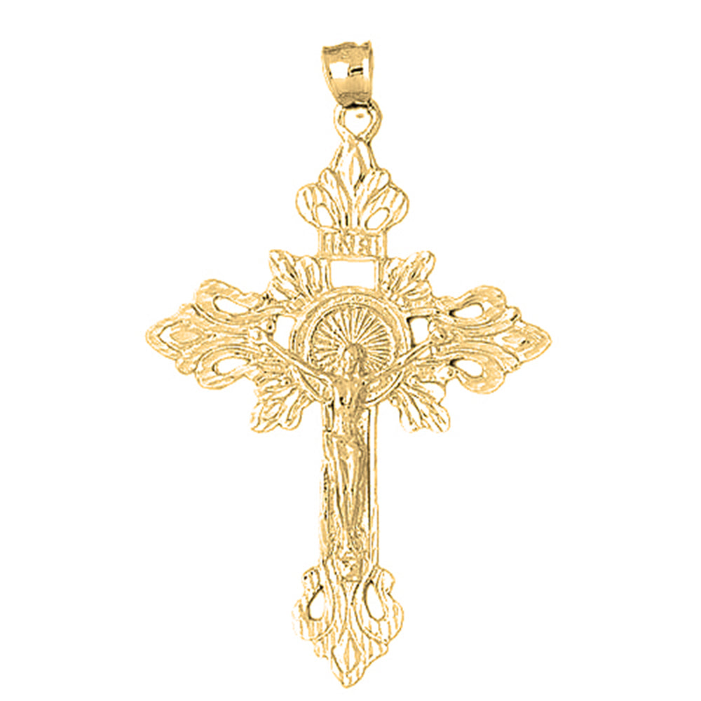 10K, 14K or 18K Gold INRI Crucifix Pendant