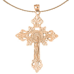 10K, 14K or 18K Gold INRI Crucifix Pendant