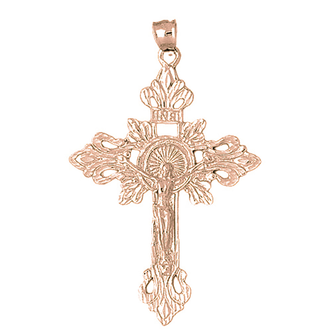 10K, 14K or 18K Gold INRI Crucifix Pendant