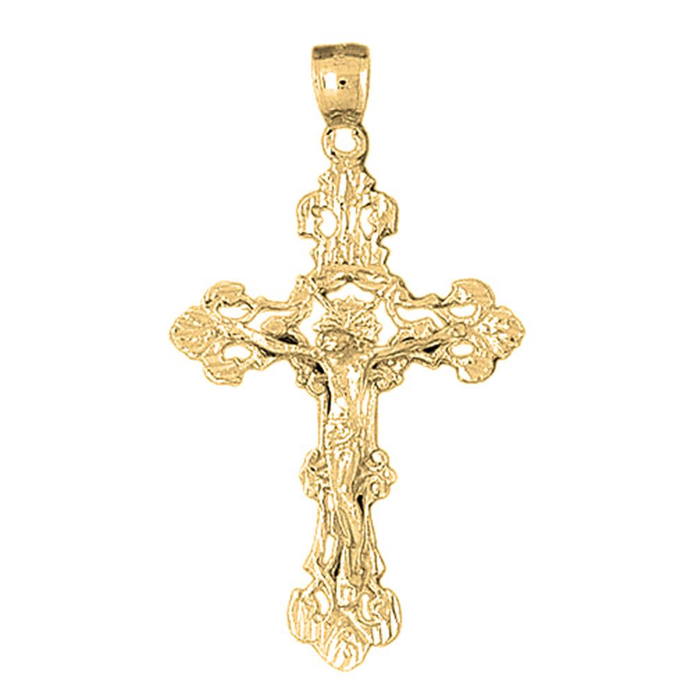 10K, 14K or 18K Gold Budded Crucifix Pendant