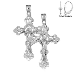 14K or 18K Gold Budded Crucifix Earrings