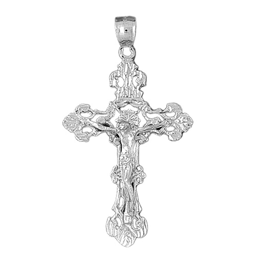 10K, 14K or 18K Gold Budded Crucifix Pendant