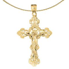 10K, 14K or 18K Gold Budded Crucifix Pendant