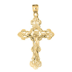 10K, 14K or 18K Gold Budded Crucifix Pendant