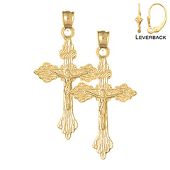 14K or 18K Gold Budded Crucifix Earrings