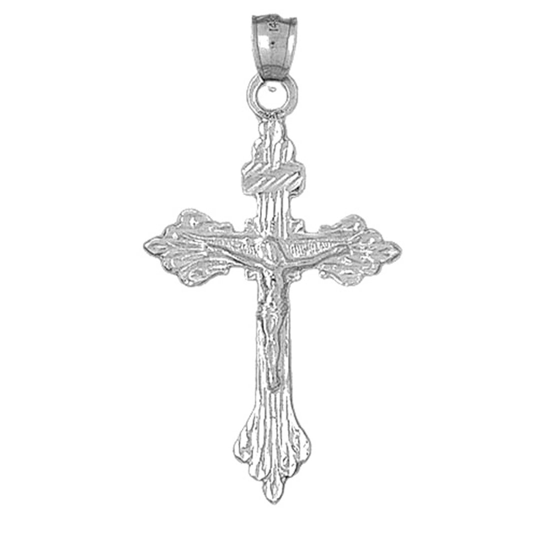 10K, 14K or 18K Gold Budded Crucifix Pendant