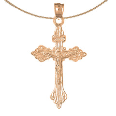 10K, 14K or 18K Gold Budded Crucifix Pendant